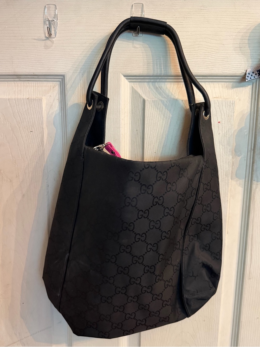 Gucci Vintage Black Logo Hobo Bag